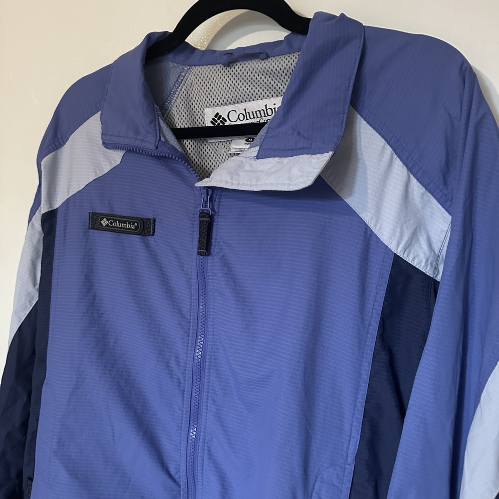 Vintage Columbia Full Zip Packable Outdoor Windbreaker Jacket Women‎ Sz M Purple